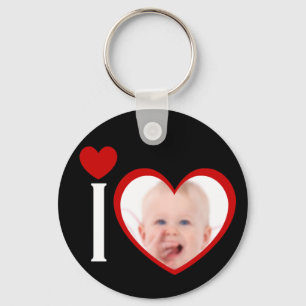 I Love Heart Photo Key Chain