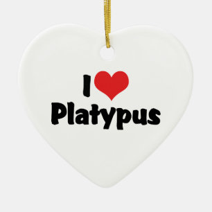 I Love Heart Platypus Ceramic Ornament