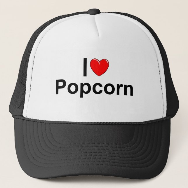 I Love (Heart) Popcorn Trucker Hat (Front)