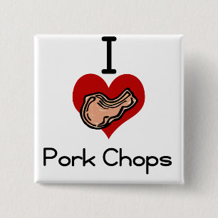 I love-heart pork chop 2 inch square button