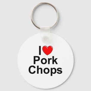 I Love (Heart) Pork Chops Keychain