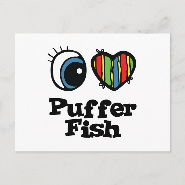 I Love (Heart) Puffer Fish Postcard (Front)