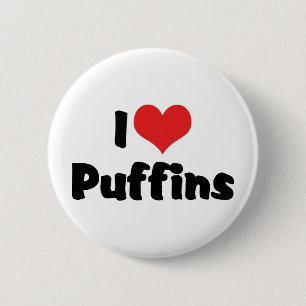 I Love Heart Puffins 2 Inch Round Button