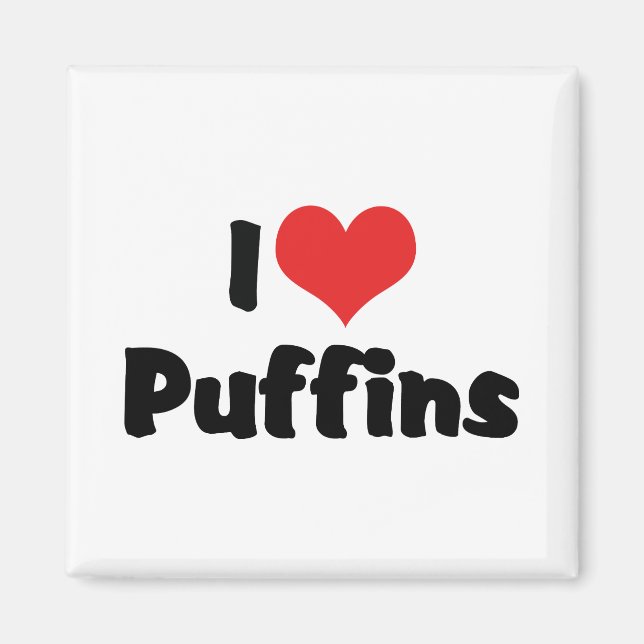 I Love Heart Puffins Magnet (Front)