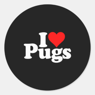 I Love Heart Pugs Pug Dog Canine Classic Round Sticker