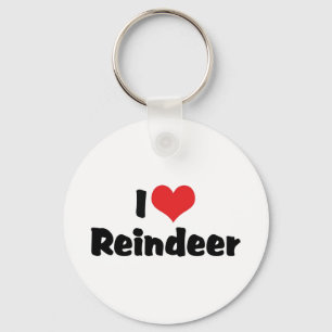 I Love Heart Reindeer Keychain