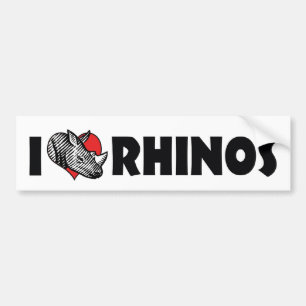 I Love Heart Rhinos - Rhinoceros Lover Bumper Sticker
