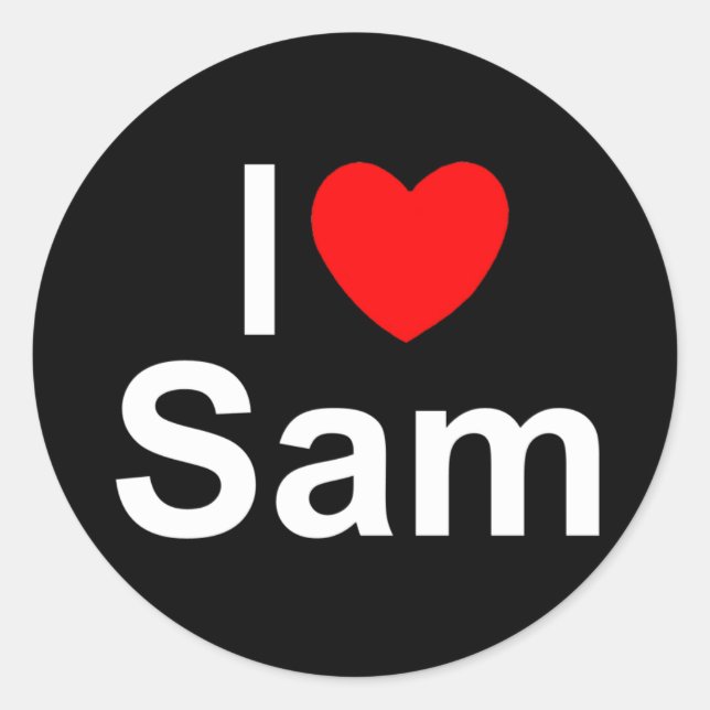 I Love (Heart) Sam Classic Round Sticker (Front)