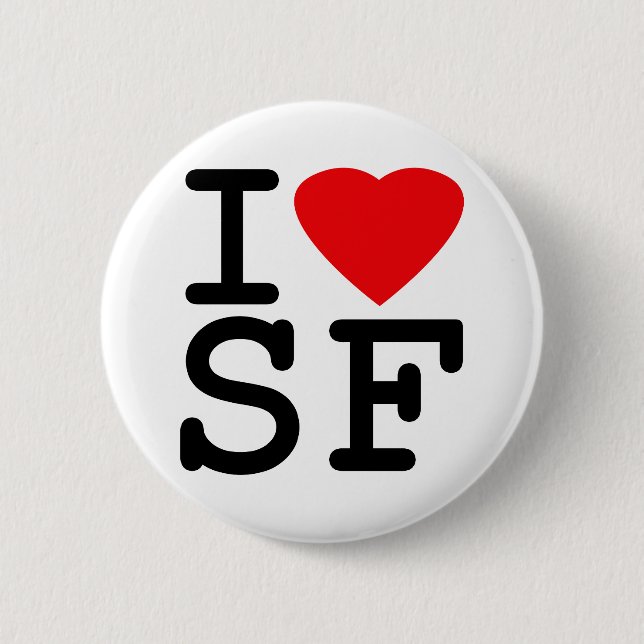 I Love Heart San Francisco 2 Inch Round Button (Front)
