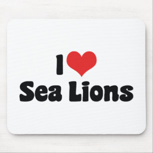 I Love Heart Sea Lions Mouse Pad