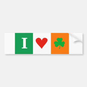 I Love Heart Shamrocks Ireland Room Bumper Sticker