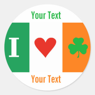 I Love Heart Shamrocks Irlande Nom tag Sticker