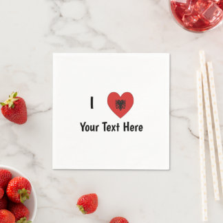 I LOVE (Heart Shaped Albanian Flag) Personalized Napkin