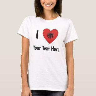 I LOVE (Heart Shaped Albanian Flag) Personalized  T-Shirt