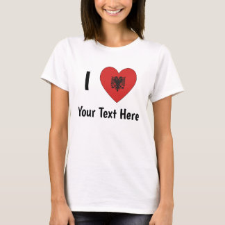 I LOVE (Heart Shaped Albanian Flag) Personalized  T-Shirt