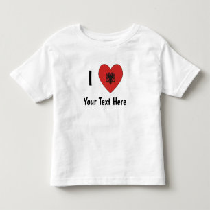 I LOVE (Heart Shaped Albanian Flag) Personalized Toddler T-shirt
