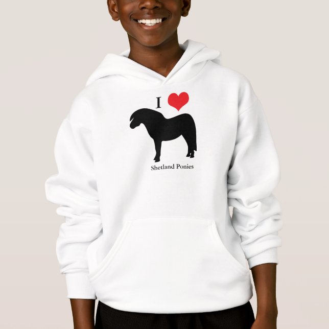 I love heart shetland ponies kids sweatshirt (Front)