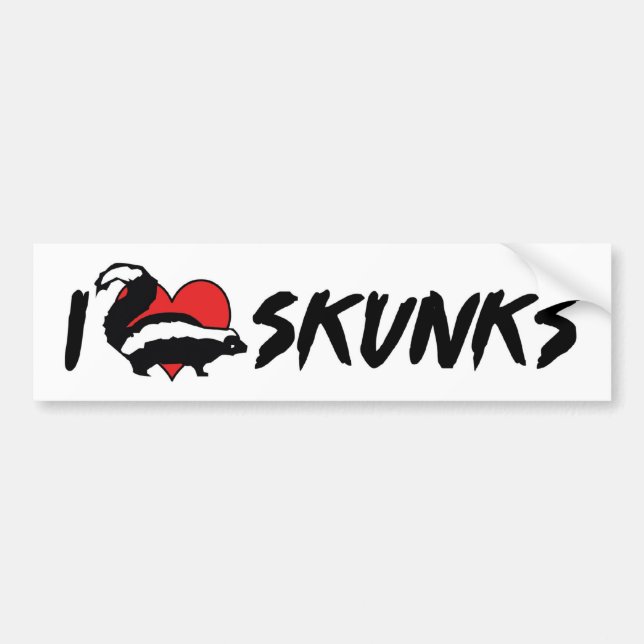I Love Heart Skunks Bumper Sticker (Front)