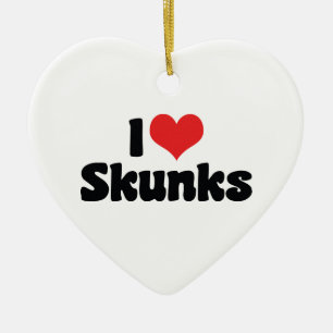 I Love Heart Skunks Ceramic Ornament