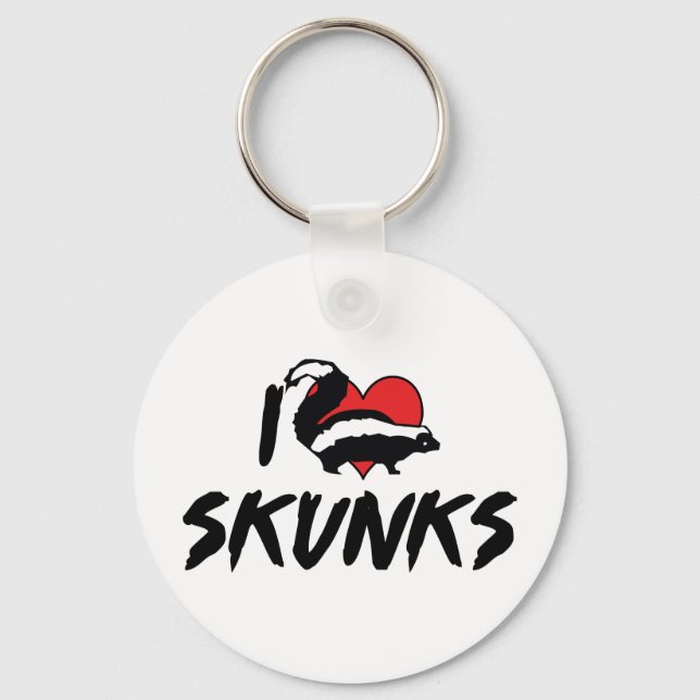 I Love Heart Skunks Keychain (Front)