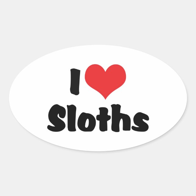 I Love Heart Sloths Oval Sticker (Front)