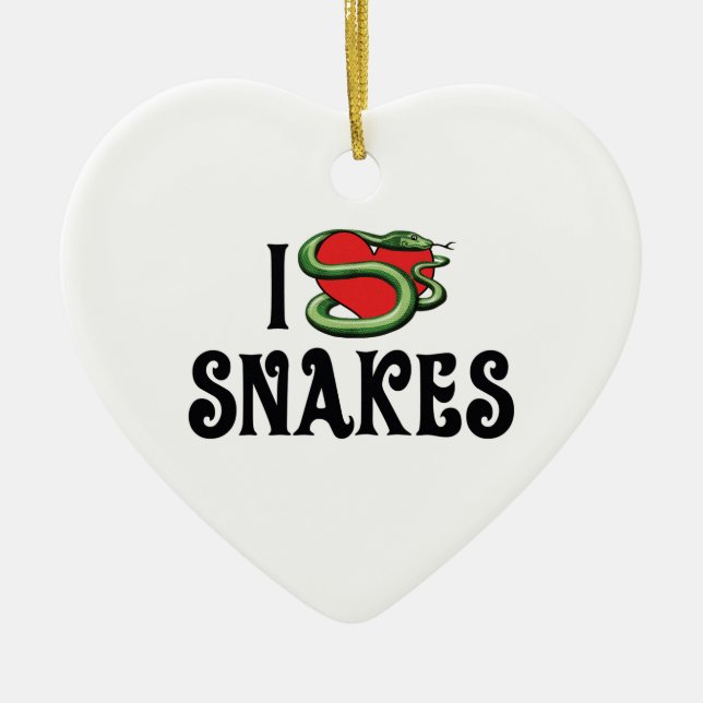 I Love Heart Snakes Ceramic Ornament (Front)