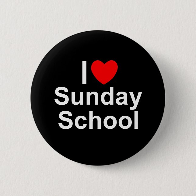 I Love (Heart) Sunday School 2 Inch Round Button (Front)