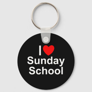 I Love (Heart) Sunday School Keychain