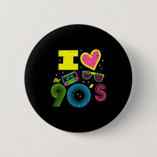 I Love Heart The 90s Retro Throwback Vibes Women M 2 Inch Round Button
