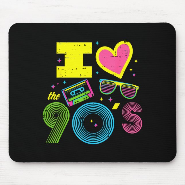 I Love Heart The 90s Retro Throwback Vibes Women M Mouse Pad (Front)