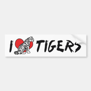 I Love Heart Tigers - Tiger Lover Bumper Sticker
