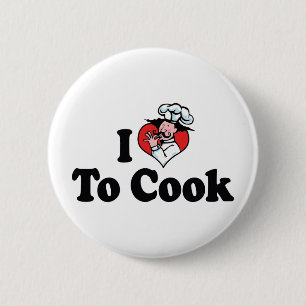 I Love Heart To Cook - Chef Baker Cooking Lover 2 Inch Round Button