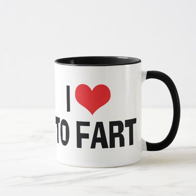 I Love Heart To Fart - Funny Fart Humour Mug (Right)