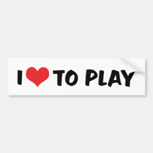 I Love Heart To Play - Sports Basketball Football Bumper Sticker