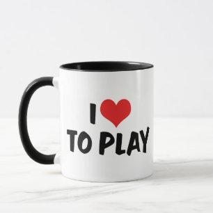 I Love Heart To Play - Sports Basketball Football Mug