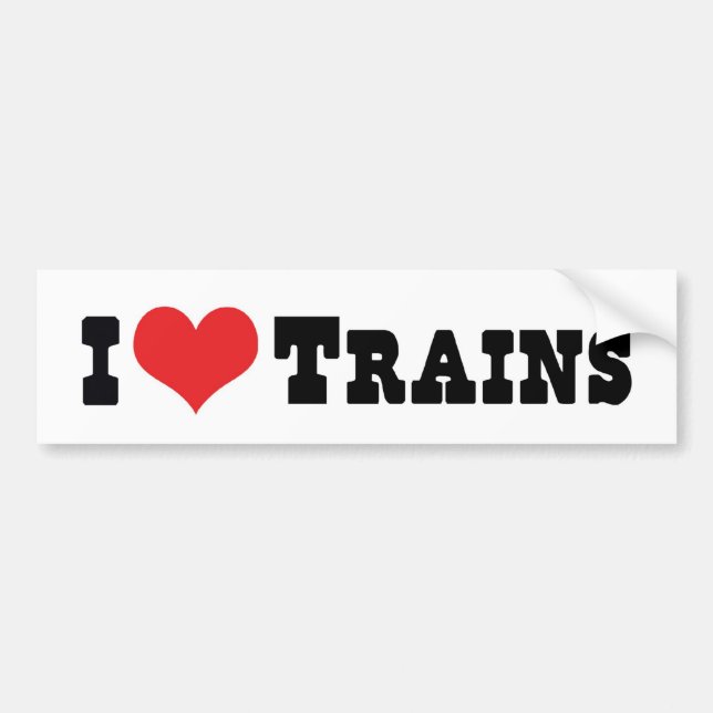 I Love Heart Trains - Model Train Lover Bumper Sticker (Front)