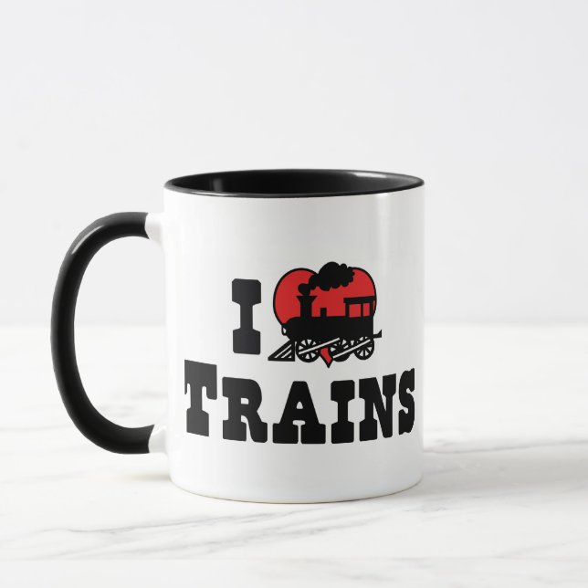 I Love Heart Trains - Model Train Lover Mug (Left)