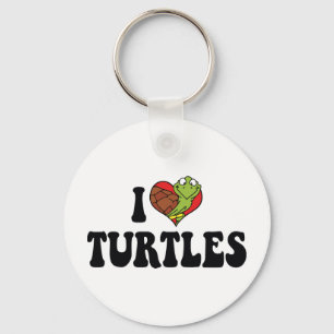 I Love Heart Turtles Keychain