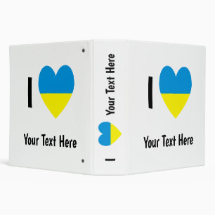 I Love (Heart Ukrainian Flag) Personalized Text Binder