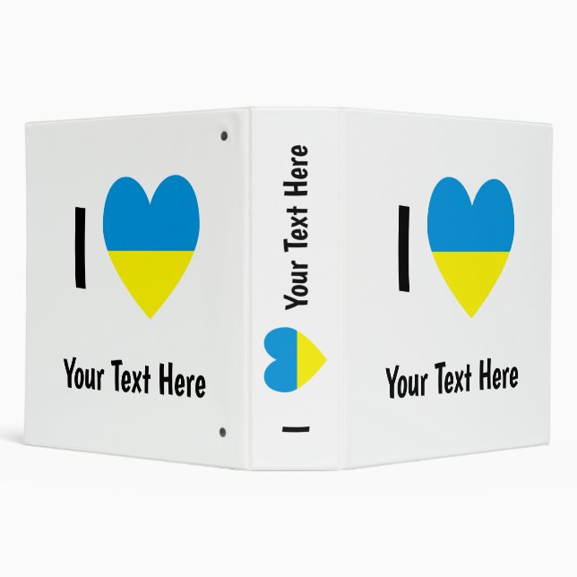 I Love (Heart Ukrainian Flag) Personalized Text Binder (Background)