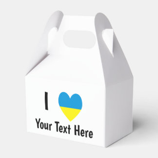 I Love (Heart Ukrainian Flag) Personalized Text Favor Box