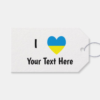 I Love (Heart Ukrainian Flag) Personalized Text Gift Tags