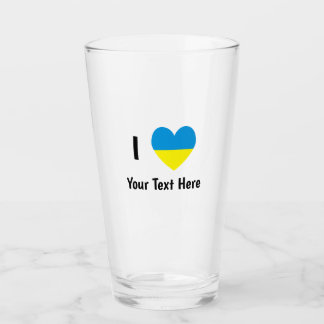 I Love (Heart Ukrainian Flag) Personalized Text Glass