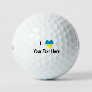 I Love (Heart Ukrainian Flag) Personalized Text Golf Balls