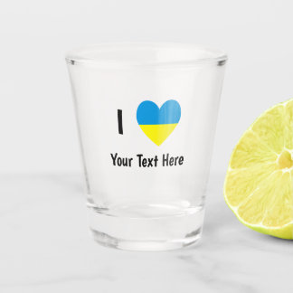 I Love (Heart Ukrainian Flag) Personalized Text Shot Glass