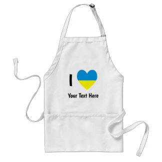 I Love (Heart Ukrainian Flag) Personalized Text Standard Apron