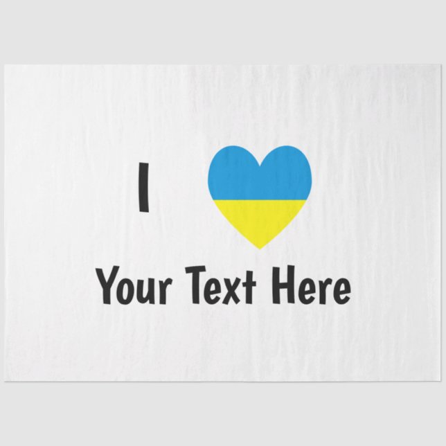 I Love (Heart Ukrainian Flag) Personalized Text Tissue Paper (Front)