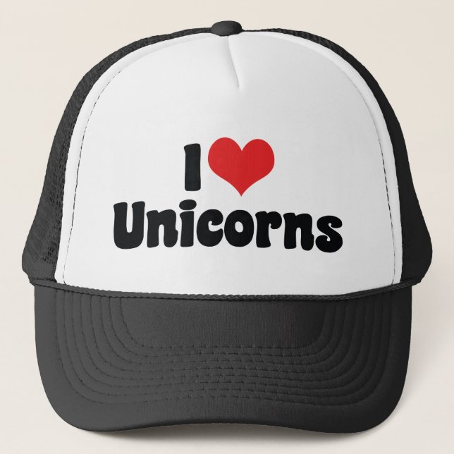 I Love Heart Unicorns Trucker Hat (Front)