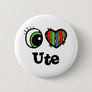 I Love (Heart) Ute 2 Inch Round Button