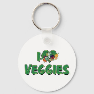 I Love Heart Veggies - Vegan Health Food Lover Keychain